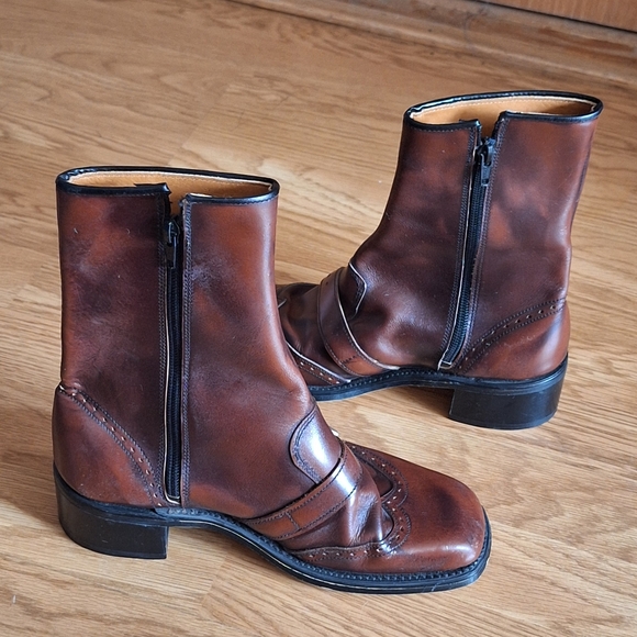 VTG JOHN FLUEVOG MADE IN ENGLAND BROWN LEATHER BOOTS UNISEX - Picture 7 of 11